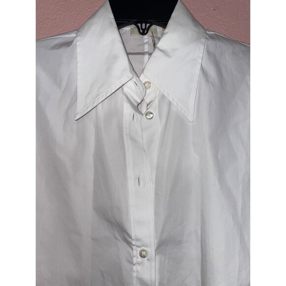 BITE Studios Women's Fluted Sleeve White Button-Up Curved Blouse size 4 NWT - Picture 6 of 12